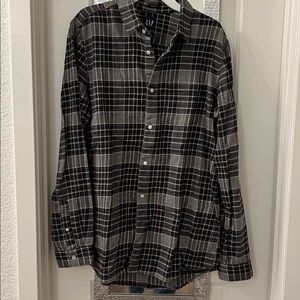 GAP Charcoal and Black Checkered Shirt
